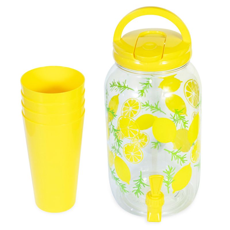 Set-de-Dispensador-de-Agua-35-L-Kawaii---4-Vasos-S11-Amarillo