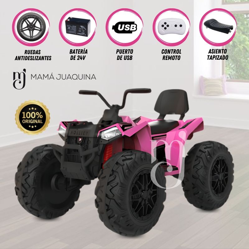 Cuatrimoto-a-Bateria-«UTV-HOLLICY»-24V-con-MP3-Rosa