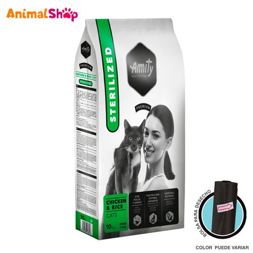 Comida De Gatos Esterilizados Amity Pollo Y Arroz 10 Kg