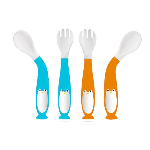 Duo Pack Cubiertos Baby Froggie Flexible Pinguino C+N Multicolor Bebe