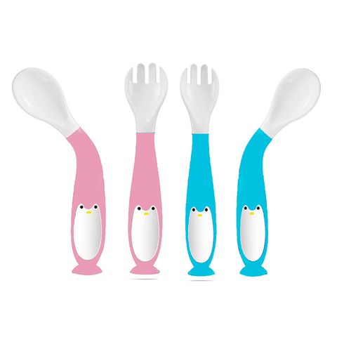 Duo Pack Cubiertos Baby Froggie Flexible Pinguino R+C Multicolor Bebe