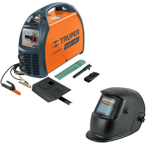 Combo Soldadora inversora portátil 160A 220V Mascara de soldar Truper