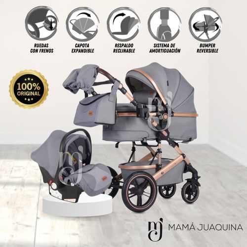 Coche Moisés de Lujo «SPLENDOR» Con Portabebé Gris