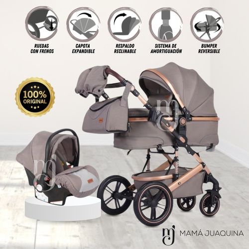 Coche Moisés de Lujo «SPLENDOR» Con Portabebé Beige