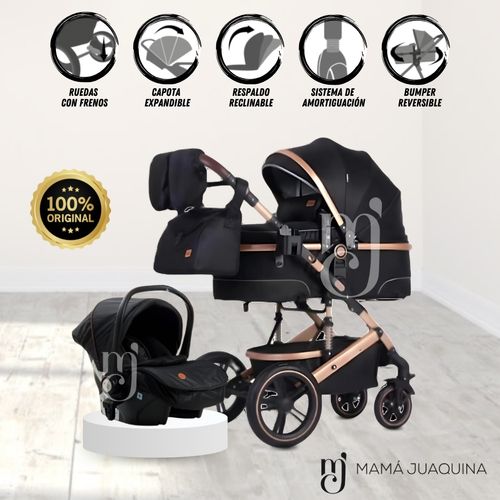 Coche Moisés de Lujo «SPLENDOR» Con Portabebé Negro