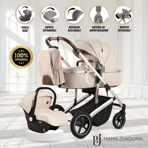 Coche Moisés de Lujo «MAULINE» Con Portabebé Beige