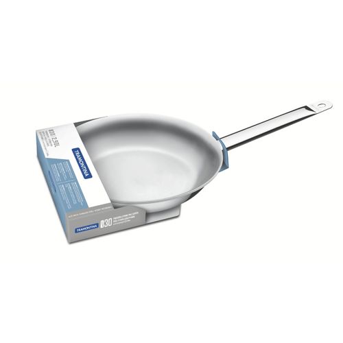 Sartén Tramontina Professional raso de acero inox fondo triple con mango 30 cm 62635300 (MUNDO ELECT