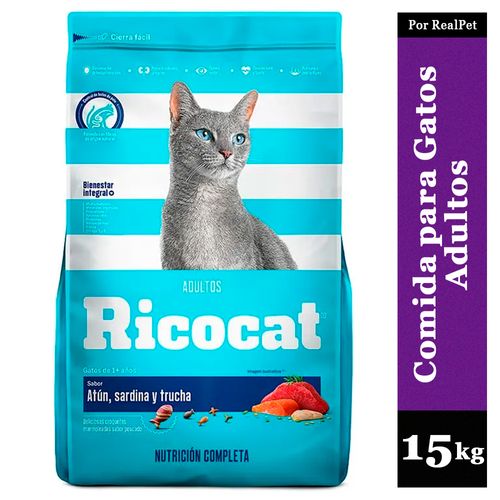 Comida para Gato Adulto Ricocat Atún Sardina y Trucha 15 kg