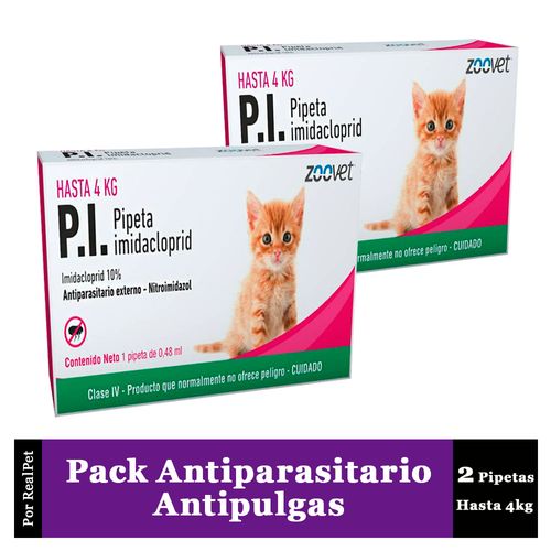 Pack x2 Pipeta Antiparasitario Antipulgas P.I. Gato 4 kg