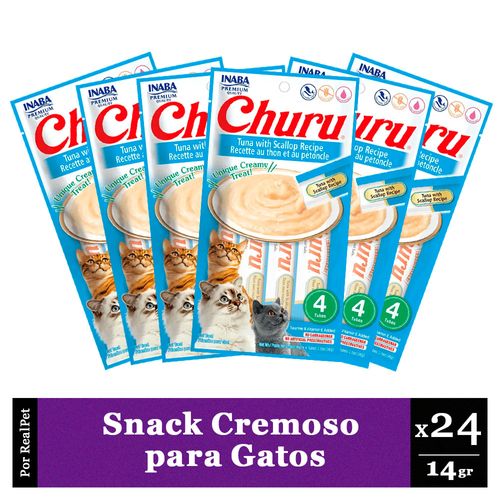 Snack Cremoso para Gato Churu Sabor Atún y Ostras 24 x 14gr