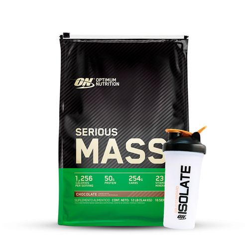 GANADOR DE MASA SERIOUS MASS 12LB CHOCOLATE + SHAKER GRATIS - OPTIMUM NUTRITION