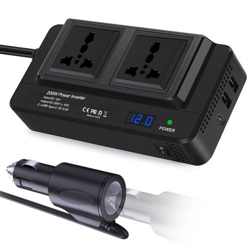 INVERSOR PARA AUTOMOVIL XO-CZ011 DE 200W CON SALIDAS TIPO C Y USB