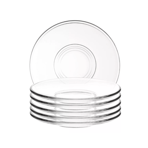 Set de 6 Platos De Vidrio Transparente Plano para Postres