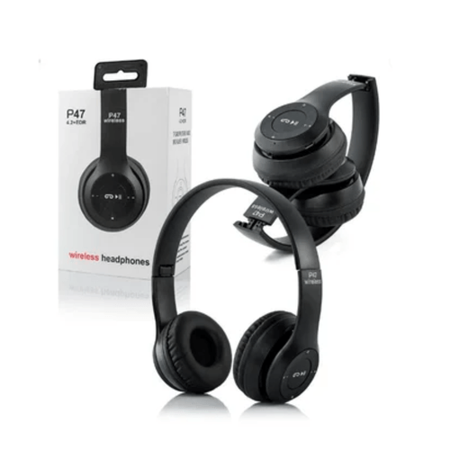 Audifonos 2 En 1 Inalámbricos Y Cable Jack 3.5mm P47 5.0 Tf - NEGRO
