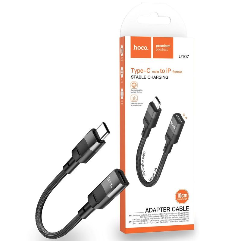 Adaptador-Hoco-USB-C-Macho-a-Lightning-Hembra-10cm-U107