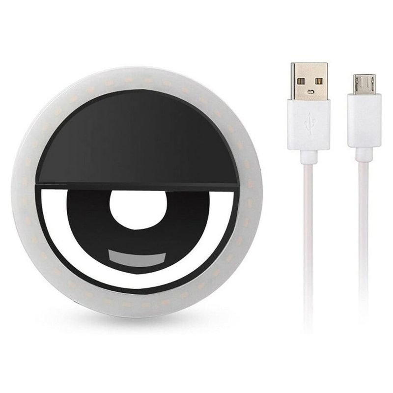 Mini-Aro-Selfie-Anillo-Luz-Led-con-Clip-para-Celular-Negro