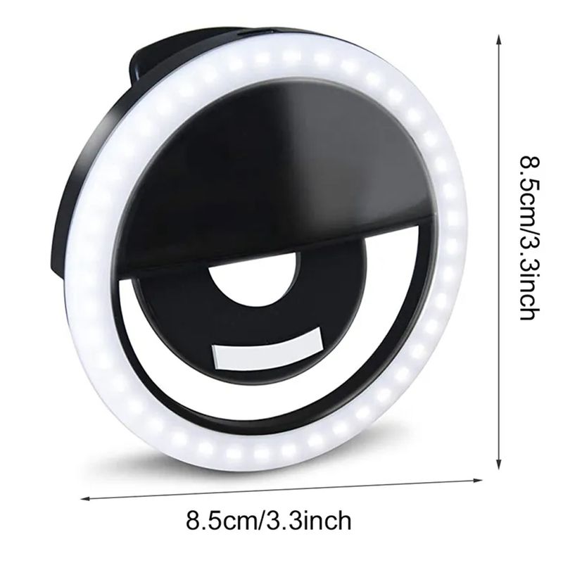 Mini-Aro-Selfie-Anillo-Luz-Led-con-Clip-para-Celular-Negro