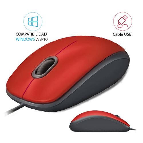Mouse Logitech M110 Silent USB Red