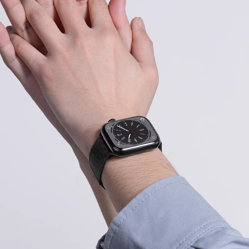 Correa-de-Acero-Milanese-Loop-para-Apple-Watch-de-42-44-45-49-mm-Color-Negro