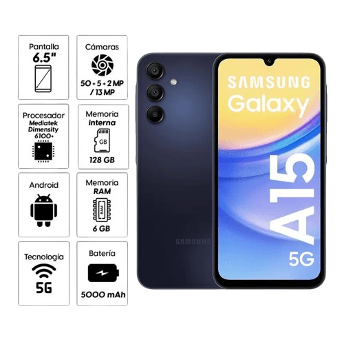 Celular Samsung Galaxy A15 5G BLUE BLACK 128GB ROM 6GB RAM - 50 MXP