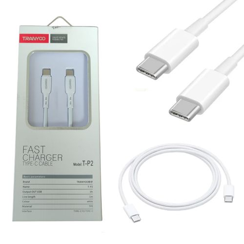 Cable 1 Metro TIPO C a TIPO C 3A TRANYOO carga rápida 18w blanco