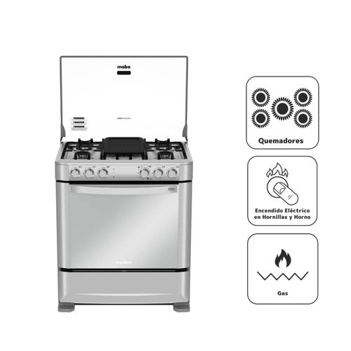 Cocina a Gas MABE 5 Hornillas CMP7640FX0 Inox