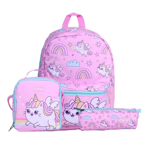 Set Mochila + Lonchera+Cartuchera Circus Unicorn