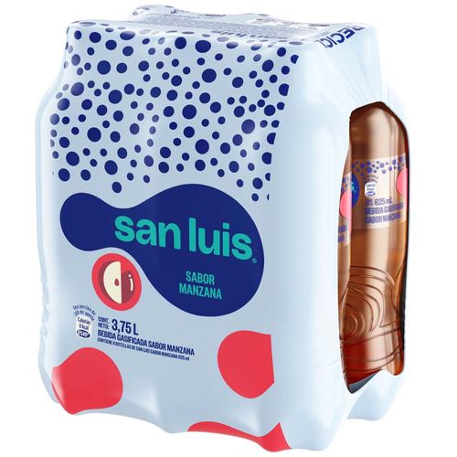 Agua con Gas SAN LUIS Sabor a Manzana Botella 625ml Paquete 6un