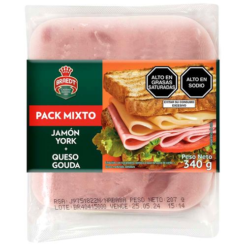 Pack Mixto BRAEDT Jamón York + Queso Gouda 340g