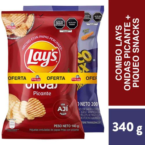 Papas LAY'S Ondas Picantes 140g + Piqueo SNAX Original 200g