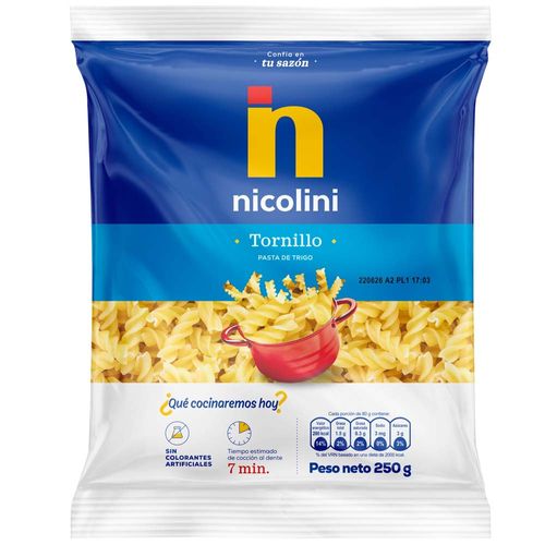 Fideos NICOLINI Tornillo Bolsa 250g