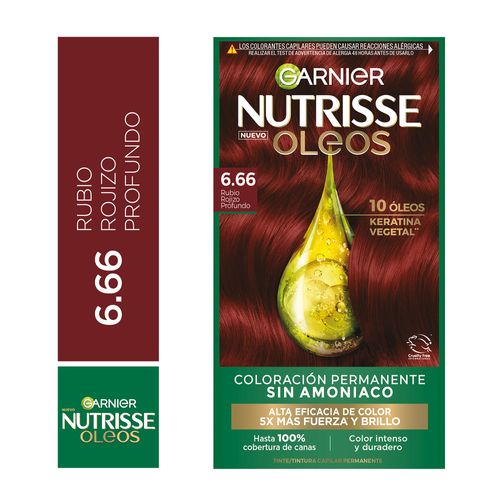 Tinte Capilar Garnier NUTRISSE Oleos 6.66 Rubio Rojizo Profundo Caja 1un