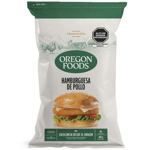 Hamburguesa de Pollo OREGON FOODS Bolsa 8un