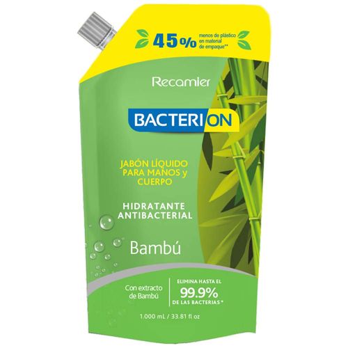 Jabón Líquido BACTERION Bambu 2 en 1 Doypack 1L