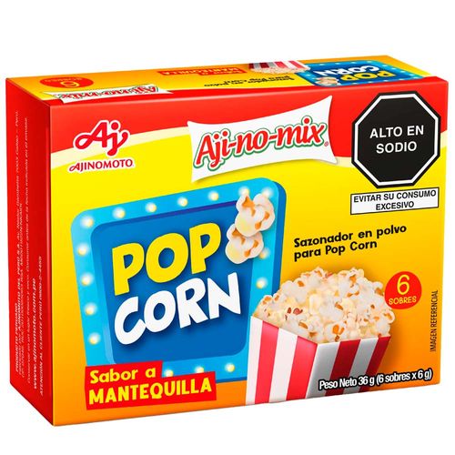 Sazonador AJINOMIX de Pop Corn Sabor Mantequilla Caja 36g