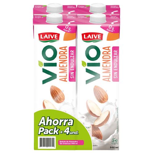 Bebida Almendra sin Endulzar LAIVE Vio Caja 946ml Paquete 4un