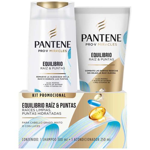 Shampoo PANTENE Keratina Frasco 300ml + Acondicionador PANTENE Equilibrio Tubo 250ml