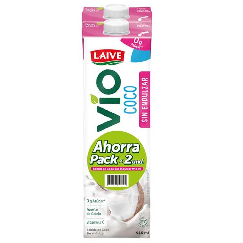 Bebida Coco sin Endulzar LAIVE Vio Caja 946ml Paquete 2un