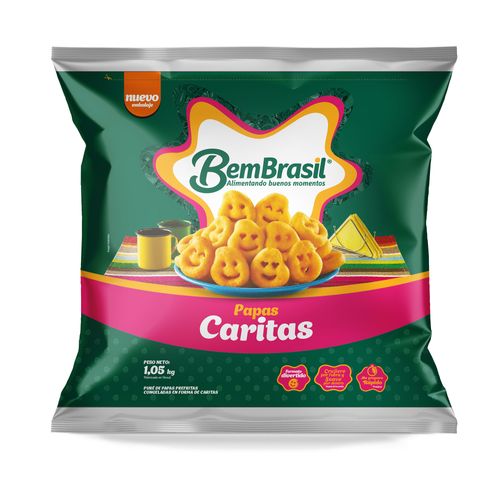 Papas Prefritas BEM BRASIL con Forma de Caritas Bolsa 1.05Kg