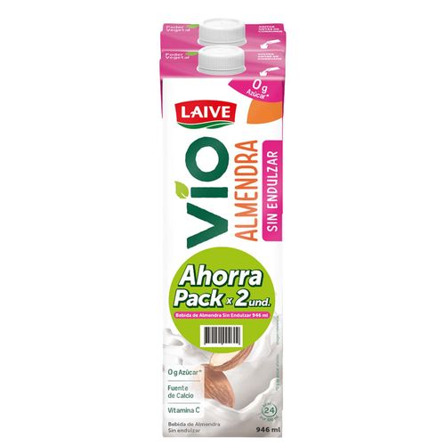 Bebida Almendra sin Endulzar LAIVE Vio Caja 946ml Paquete 2un