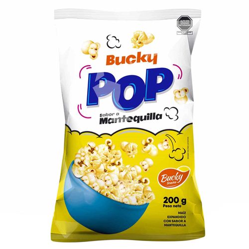 Maíz Expandido Pop Corn BUCKY Sabor a Mantequilla Bolsa 200g