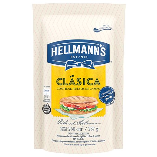Mayonesa Clásica HELLMMANN'S Doypack 237g