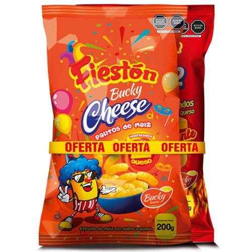 Chips BUCKY Cheese Original Bolsa 200g + Picante BUCKY Bolsa 200g