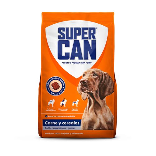Comida para Perros SUPER CAN Adultos Razas Mediana y Grandes Carne y Cereales Bolsa 1Kg