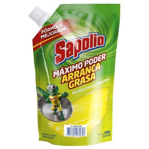 Lavavajilla Líquido SAPOLIO Limón Doypack 450ml PV