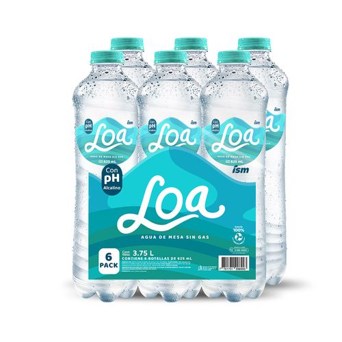 Agua LOA con Gas Botella 625ml Six Pack