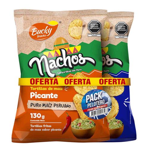 Pack Pelotero Nachos BUCKY Originales 130g + Nachos BUCKY Picante 130g