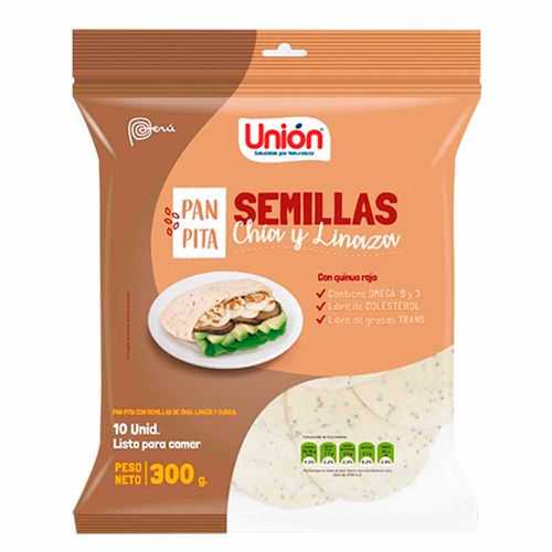 Pan Pita UNIÓN Chía y Linaza Bolsa 300g