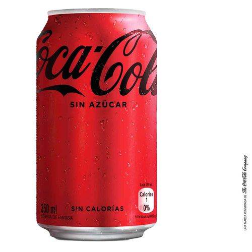 Gaseosa COCA COLA GASEOSA sin Azúcar Lata 350ml