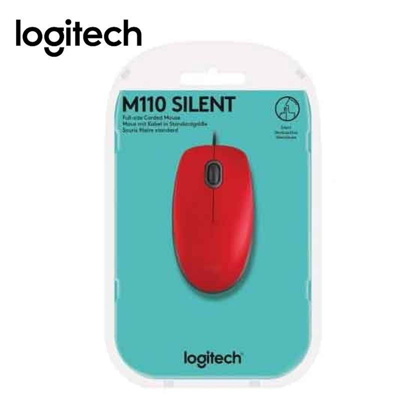 Mouse-Logitech-M110-Silent-Optico-Usb-Rojo